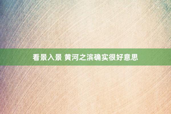 看景入景 黄河之滨确实很好意思